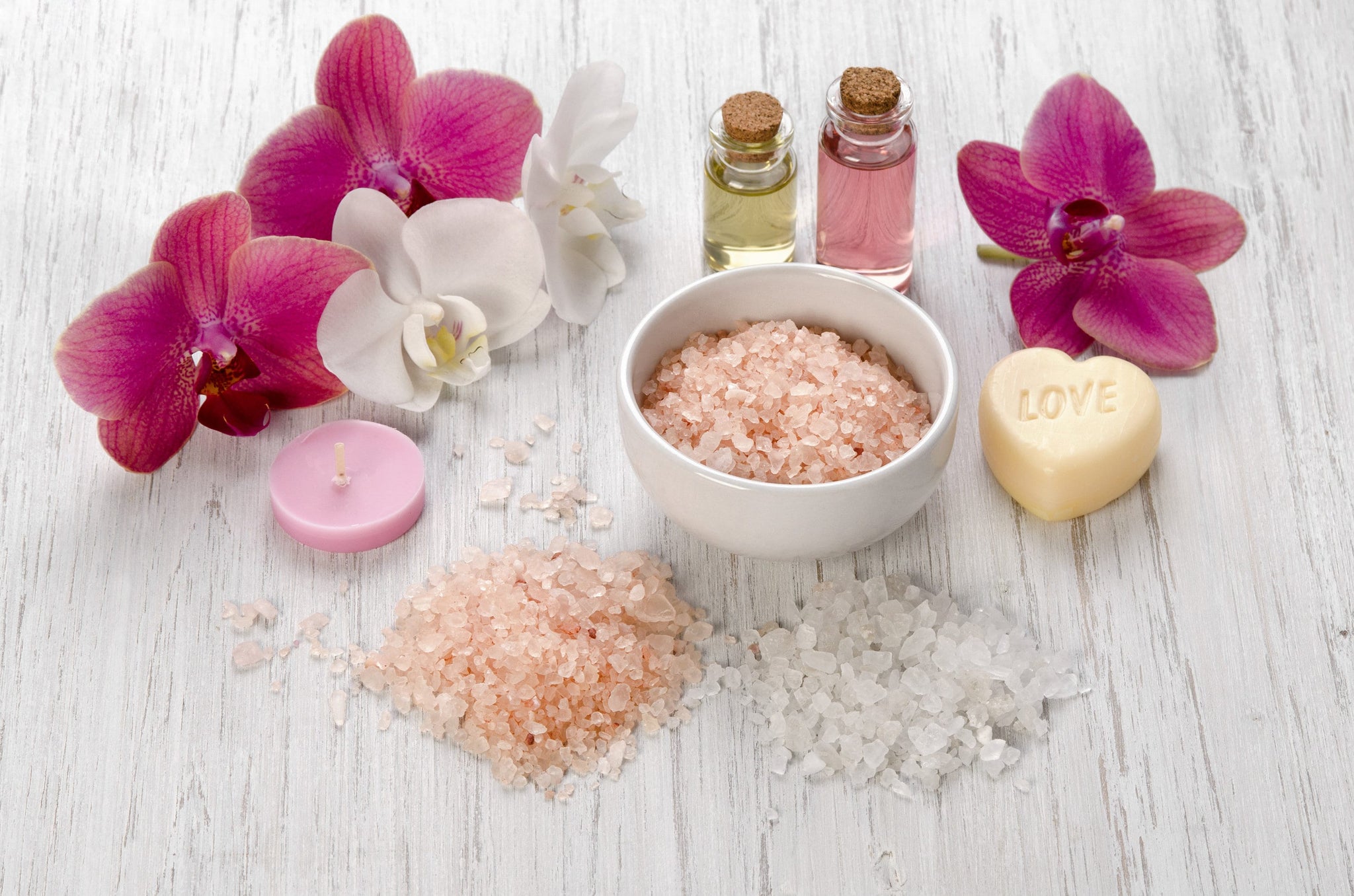 Pink Mimosa Bath Salts, Spa Bath, Vegan Bath Salts