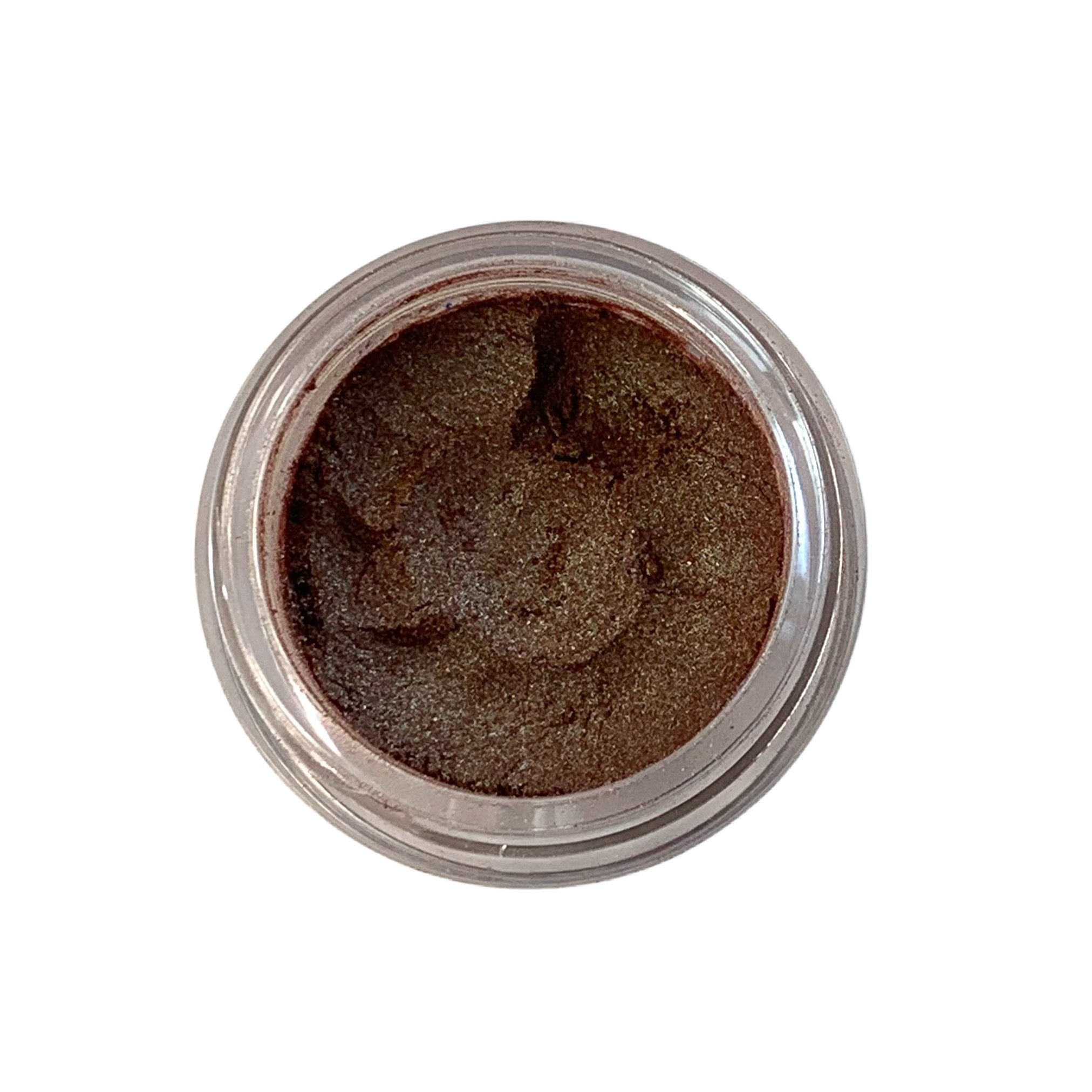 polychromatic brown eye shadow with red and blue hints. loose mineral eyeshadow, vegan and cruelty free. 10 gram sifter jar